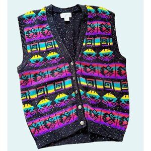 Vintage JUSTINE TODD Southwest Inspired Sweater Vest 80s 90s  Size Large